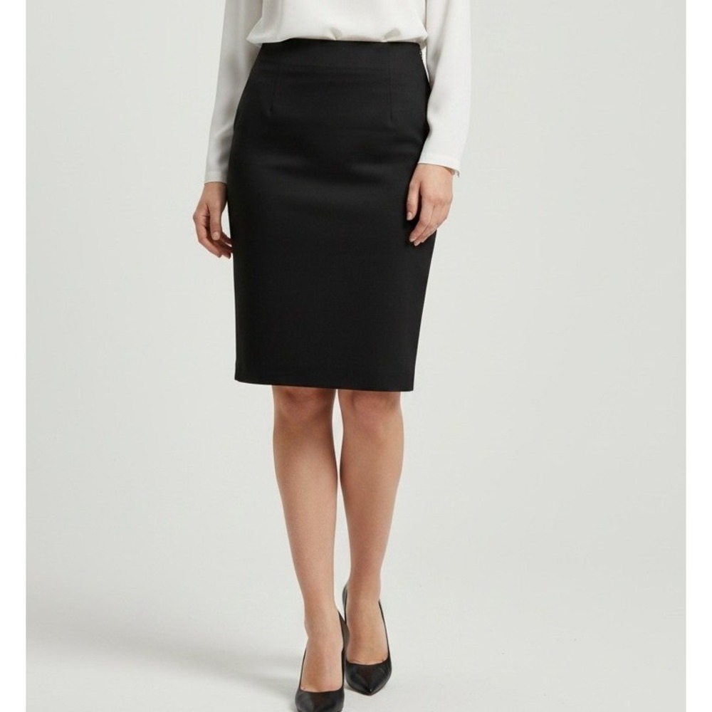 Lafayette 148 New York Pencil Skirt Womens 6 Black Virgin Wool Blend